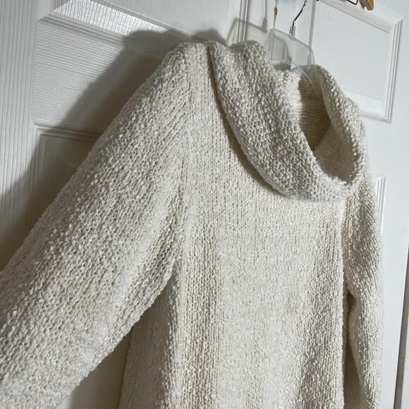 J Jill Sweater Women Extra Large Beige Cowl Neck Boucle Knit Boxy Pullover Top - Picture 2 of 13